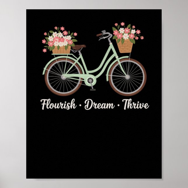 Affiche Fleurir Rêve Prospérer Fleur Bike Trump Subtil Rés (Devant)