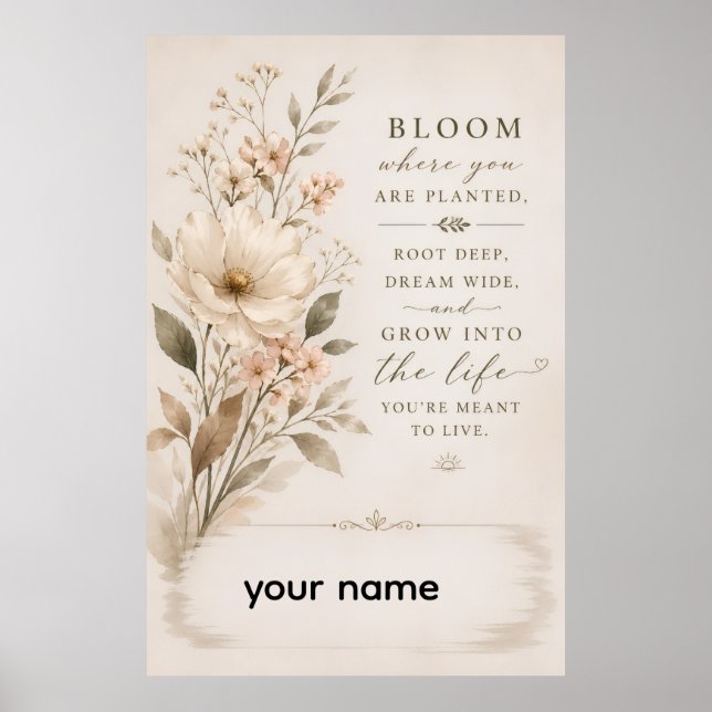 Affiche Fleurissez là où vous êtes planté – Fleur minimali (Devant)