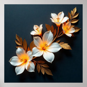 Affiche Fleurs 3d colorées