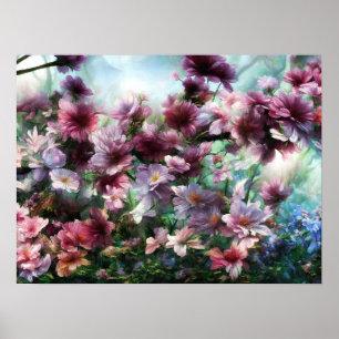 Affiche Fleurs à éclaboussures de fleurs de cerisier