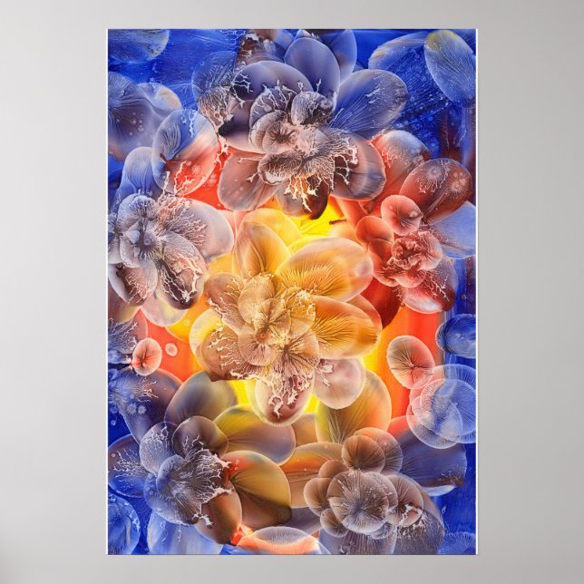 Affiche Fleurs à la gouache peintes à la main et lauréates (Devant)