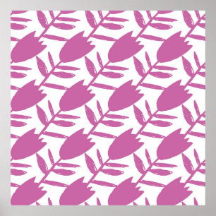 Affiche Fleurs Abstraites bleues roses motif transparent s