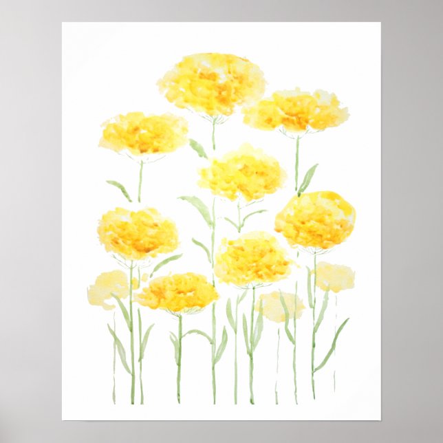 Affiche Fleurs abstraites de fil jaune commun aquarelle 1 (Devant)