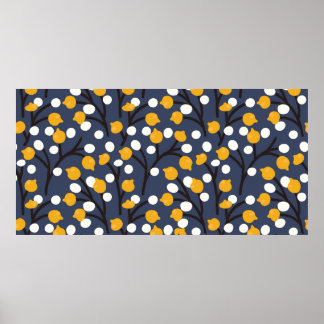 Affiche Fleurs Abstraites et motif feuille