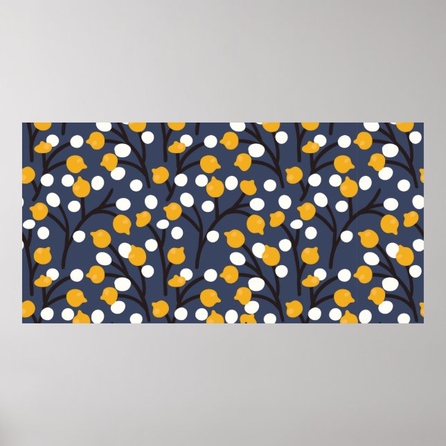 Affiche Fleurs Abstraites et motif feuille (Devant)