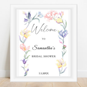 Affiche Fleurs aquarelle - panneau de bienvenue pour la ba