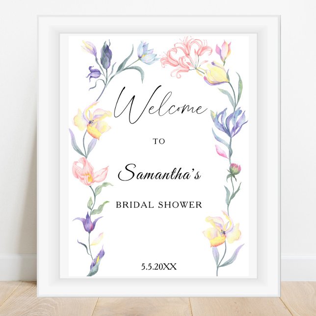 Affiche Fleurs aquarelle - panneau de bienvenue pour la ba (Créateur téléchargé)