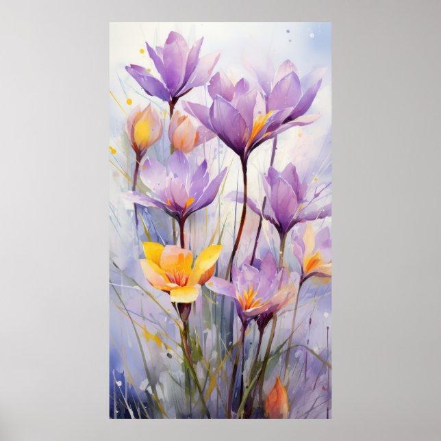 Affiche Fleurs aquarelles (Devant)