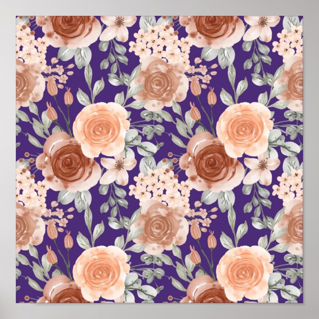Affiche Fleurs aquarelles tendance (Devant)