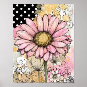 Affiche Fleurs aquarelles vintage à pois Art (5)