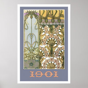 Affiche Fleurs Art nouveau alphonse mucha art floral 1901