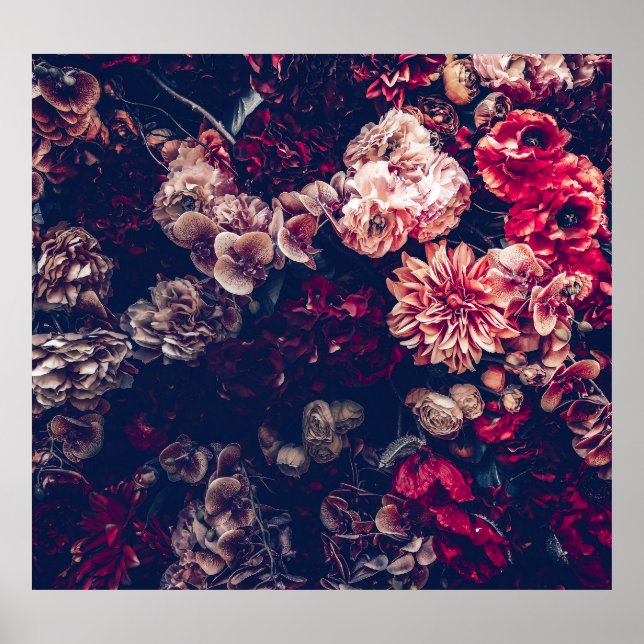 Affiche Fleurs artificielles vintages : Arrière - plan mur (Devant)