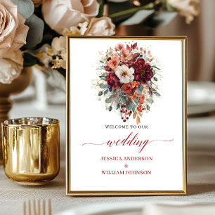 Affiche Fleurs Automnales 8x10 Mariage Bordeaux