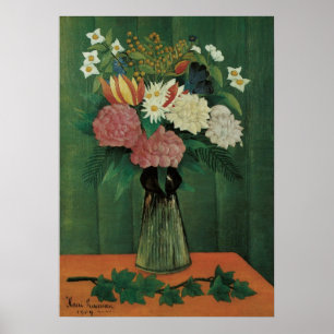 Affiche Fleurs avec du lierre par Henri Rousseau, Floral V