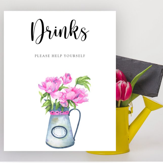Affiche Fleurs baby shower Boissons servez-vous (Créateur téléchargé)