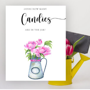 Affiche Fleurs baby shower Devinez combien de bonbons