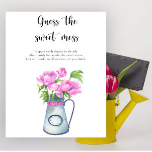Affiche Fleurs baby shower Devinez le jeu du gâchis doux
