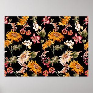 Affiche Fleurs beau motif sans soudure. Texture du tissu