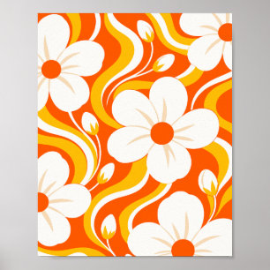 Affiche Fleurs blanches aux accents fluides gracieux