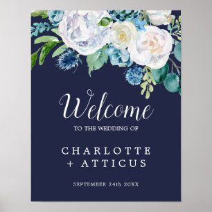 Affiche Fleurs blanches classiques Mariage de bienvenue