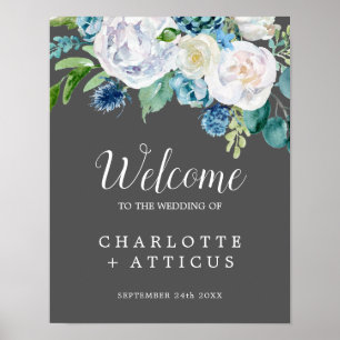 Affiche Fleurs blanches classiques Mariage de bienvenue