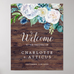 Affiche Fleurs blanches classiques Mariage de bienvenue