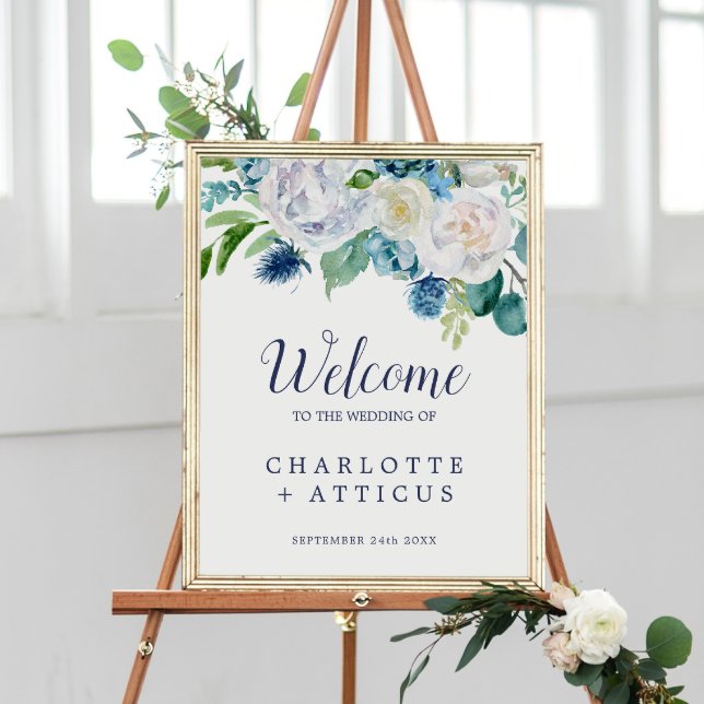 Affiche Fleurs blanches classiques Mariage de bienvenue (Créateur téléchargé)