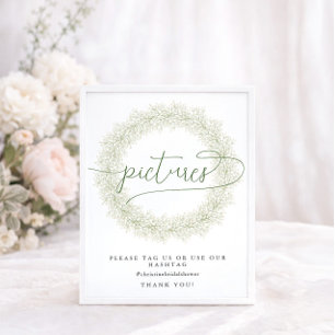 Affiche Fleurs Blanches Classiques Photos de Baby Shower d