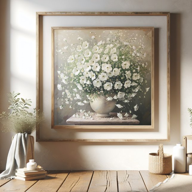 Affiche Fleurs blanches délicates dans le vase (Créateur téléchargé)