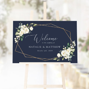 Affiche Fleurs Blanches, Fleurs Crème, Bienvenue de Mariag