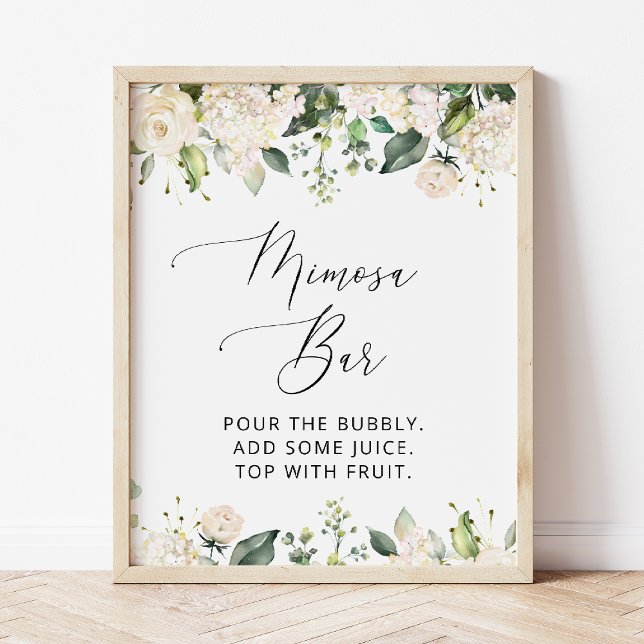 Affiche Fleurs Blanches, Fleurs Crème, Bohème, Bar Mimosa  (Créateur téléchargé)