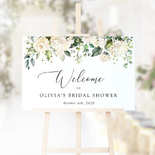 Affiche Fleurs blanches, Fleurs crème, Bohème, Bienvenue d