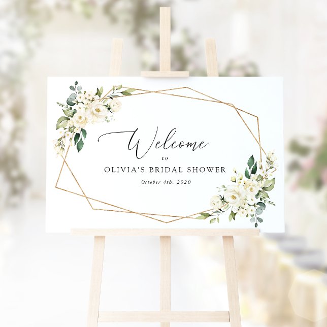 Affiche Fleurs blanches, fleurs crème, Boho, Bienvenue de  (Créateur téléchargé)