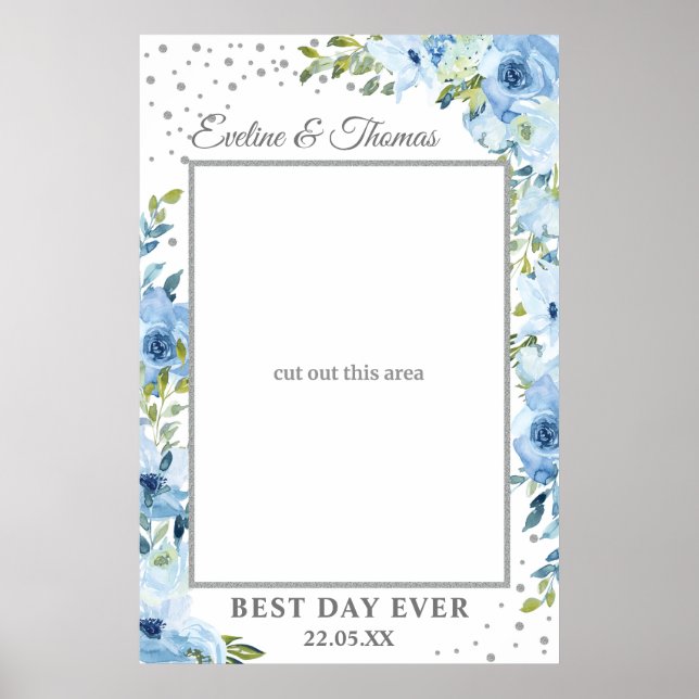 Affiche Fleurs bleu clair eucalyptus accessoire de photo d (Devant)