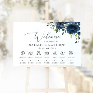 Affiche Fleurs Bleu Marine, Feuillage, Calendrier de Maria