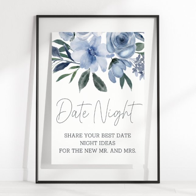 Affiche Fleurs Bleu Poussiéreux Soirée de Rendez-vous (Créateur téléchargé)