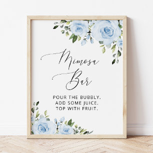 Affiche Fleurs Bleu Poussiéreux, Verdure, Bohème, Bar Mimo