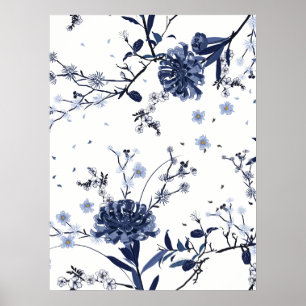 Affiche Fleurs bleues