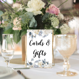 Affiche Fleurs Bleues Et Blancs D'Hiver Élégantes