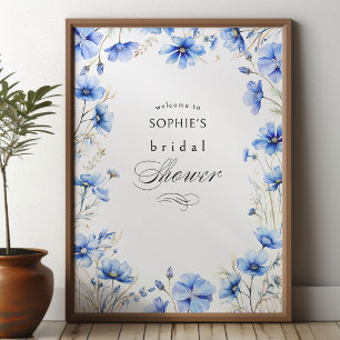 Affiche Fleurs bleues Fête des mariées à cadre fleuri Accu