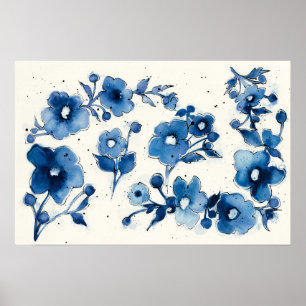 Affiche Fleurs bleues indépendantes