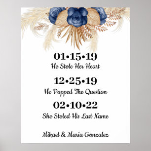 Affiche Fleurs Bleues Meilleur Mariage Jour Date Oui Jour