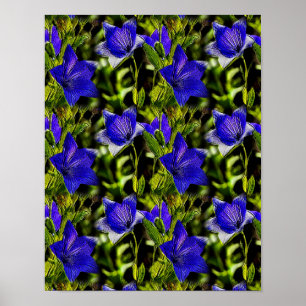 Affiche Fleurs Bleues Motif d'art nature