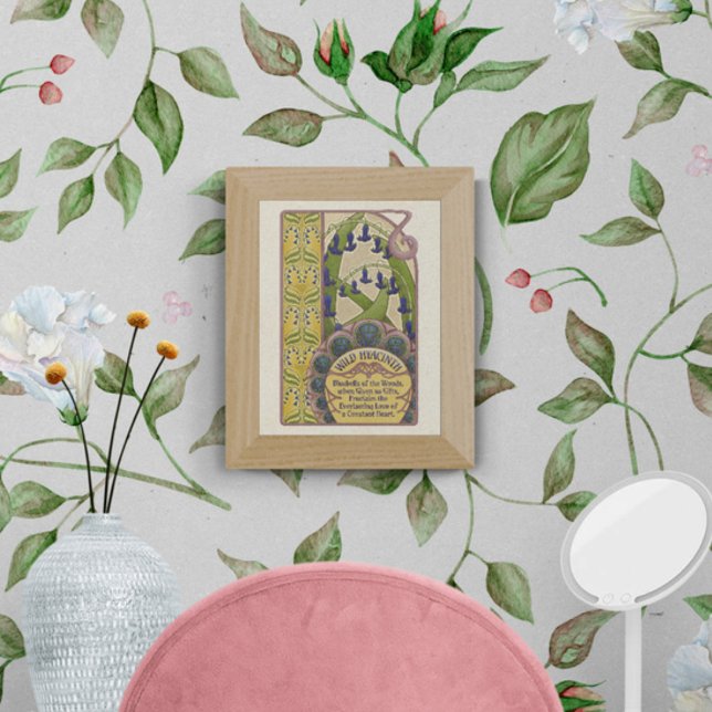 Affiche Fleurs Bleues Style Art Nouveau Vintage (Blue Bells, I'll Love You Forever Vintage Style Poster: 8"x10" Fits Beautifully into any Small Space)