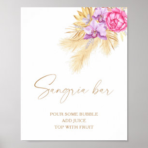 Affiche Fleurs bohèmes aquarelle - bar sangria