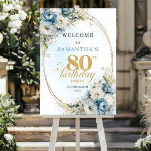 Affiche Fleurs boho aquarelle classique 80e anniversaire d