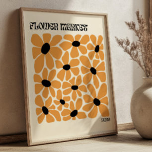 Affiche Fleurs Boho Marché aux Fleurs de Paris Moderne Min