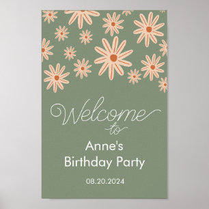 Affiche Fleurs Boho simples Tous les âges Anniversaire