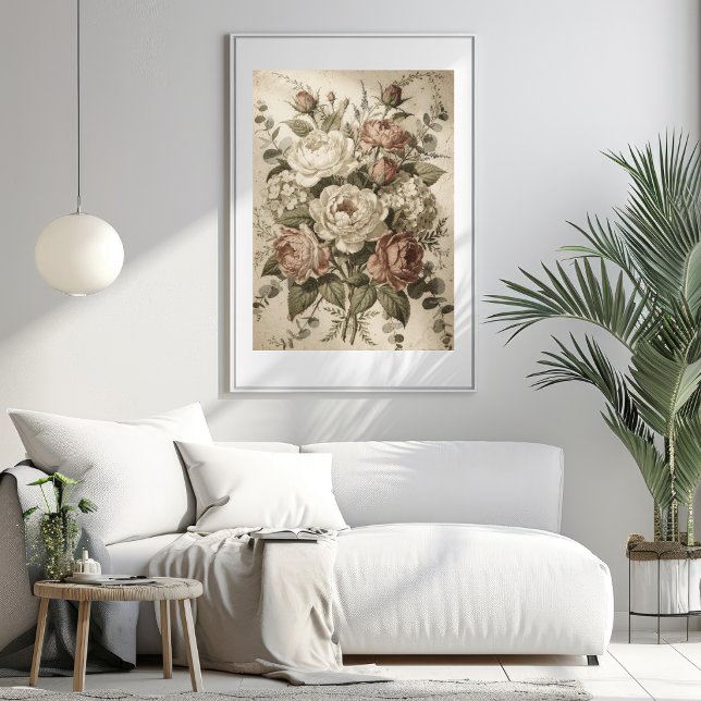 Affiche Fleurs Botaniques Vintage  (Botanical Vintage Flowers 1480 x 1480 px Mockup 1)