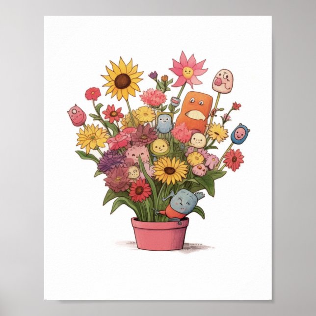 Affiche Fleurs, bouquet, pot de fleurs (Devant)